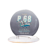 Thumbnail for Vulcanair P.68 - Cartoon + Name - Pin - Gray