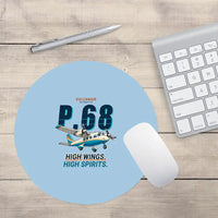 Thumbnail for Vulcanair P.68 - Cartoon - Round Mouse Pad - Light Blue