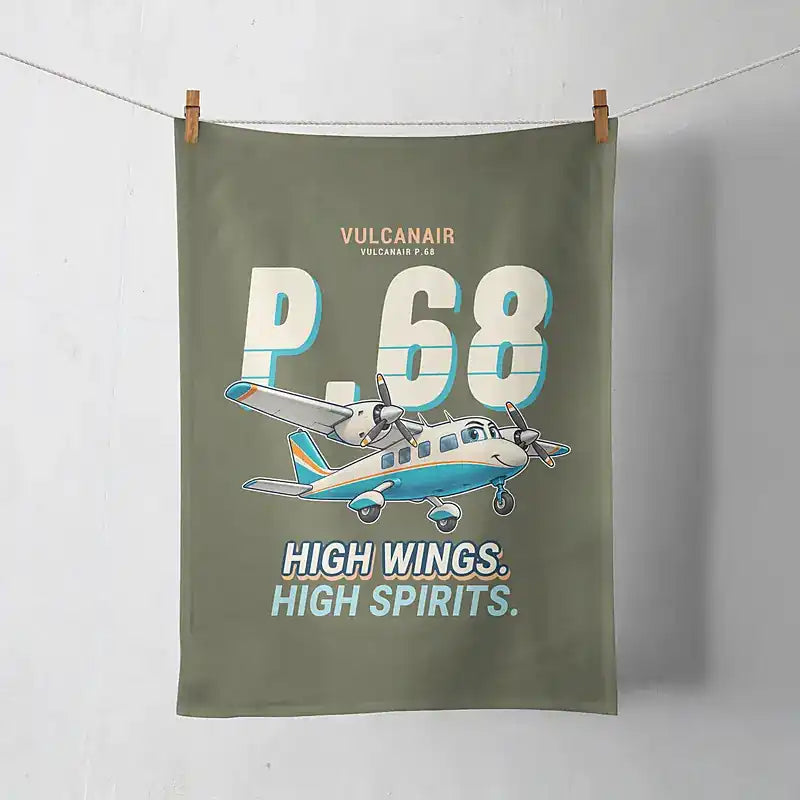 Vulcanair P.68 - Cartoon - Towel - Green Army