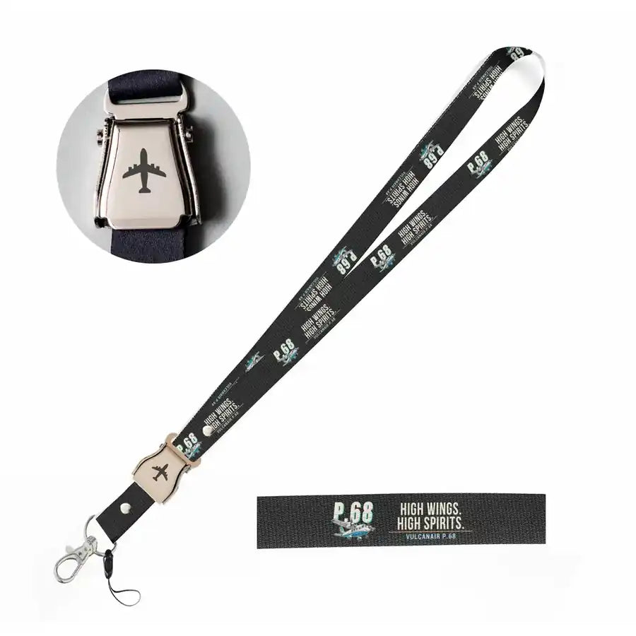 Vulcanair P.68 Lanyard & ID Holders seat belt lanyard - Cartoon - Black