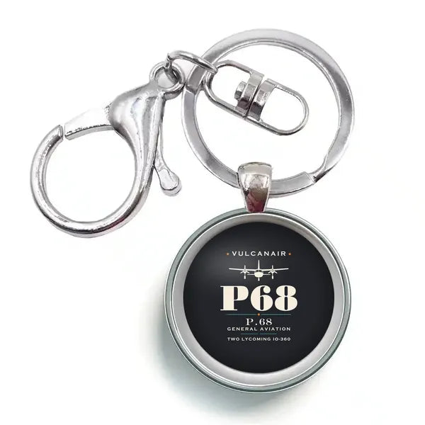 Vulcanair P.68 - Heritage - Circle Key Chain - Black