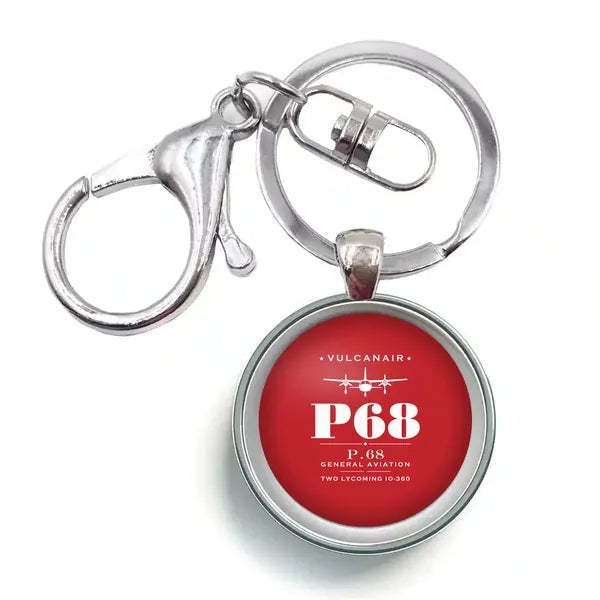 Vulcanair P.68 - Heritage - Circle Key Chain - Red