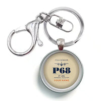 Thumbnail for Vulcanair P.68 - Heritage + Name - Circle Key Chain - Beige