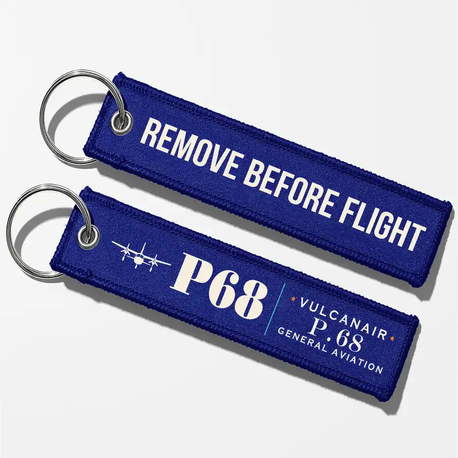 Vulcanair P.68 Aviator Key Chains - Blue - Heritage - Remove Before Flight