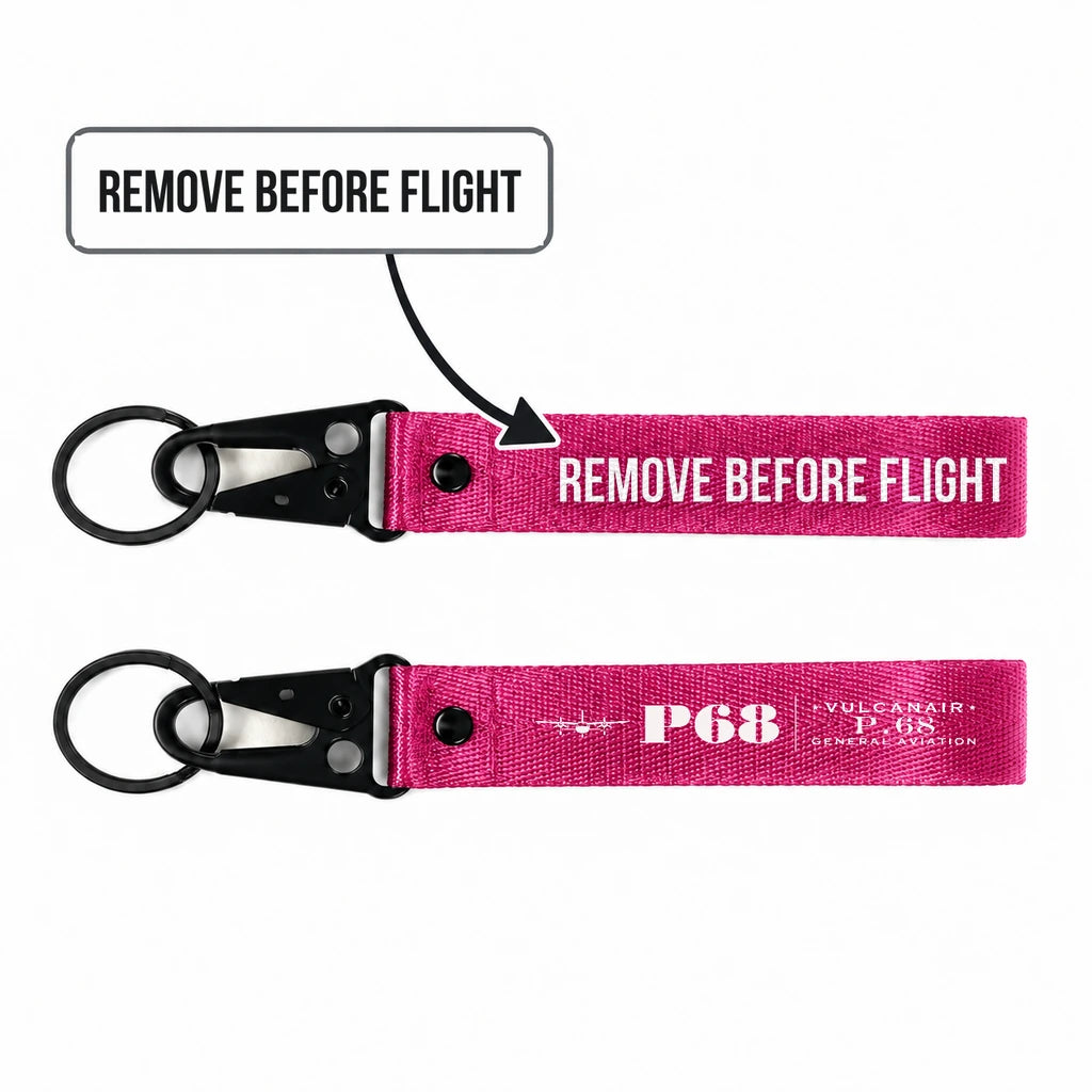 Vulcanair P.68 Hawk-Shaped Key Chains - Pink - Heritage - Remove Before Flight
