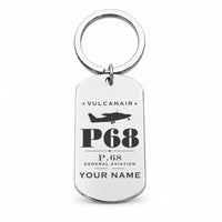Thumbnail for Vulcanair P.68 - Key Chain - Heritage + Name - Silver