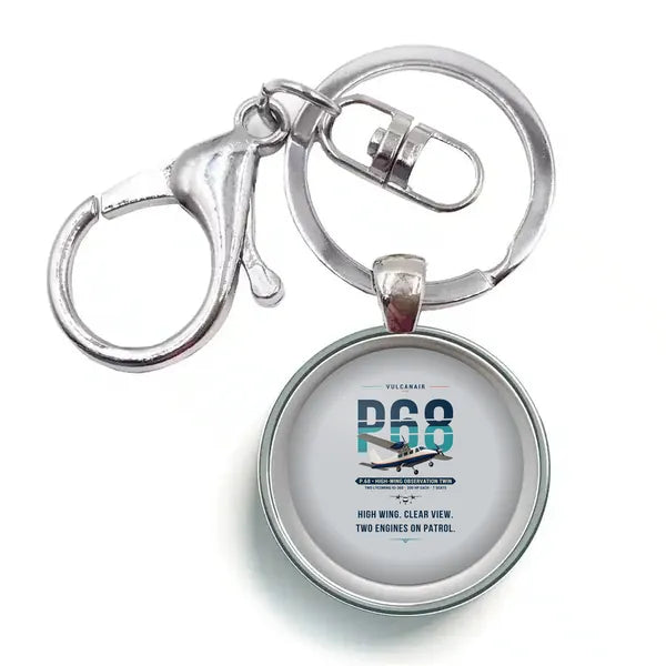 Vulcanair P.68 - Original - Circle Key Chain - Light Gray