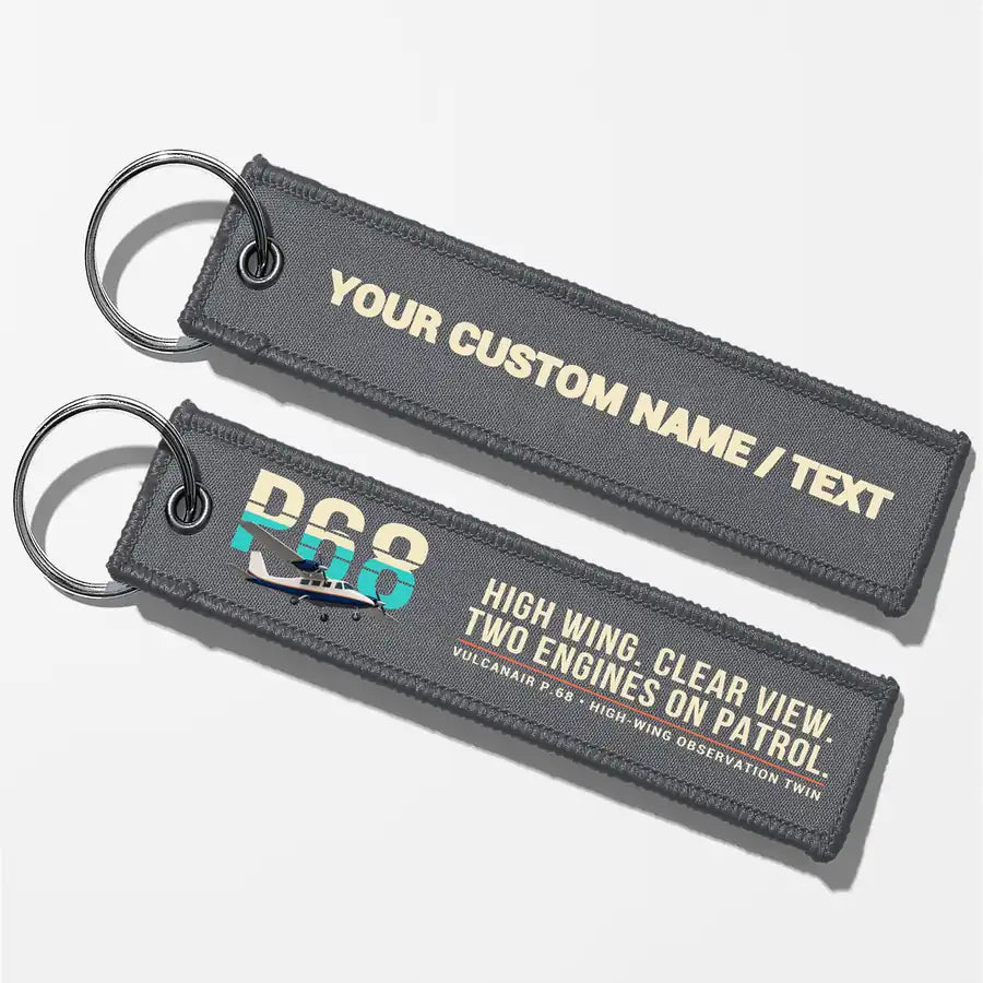 Vulcanair P.68 Aviator Key Chains - Gray - Original - Personalized