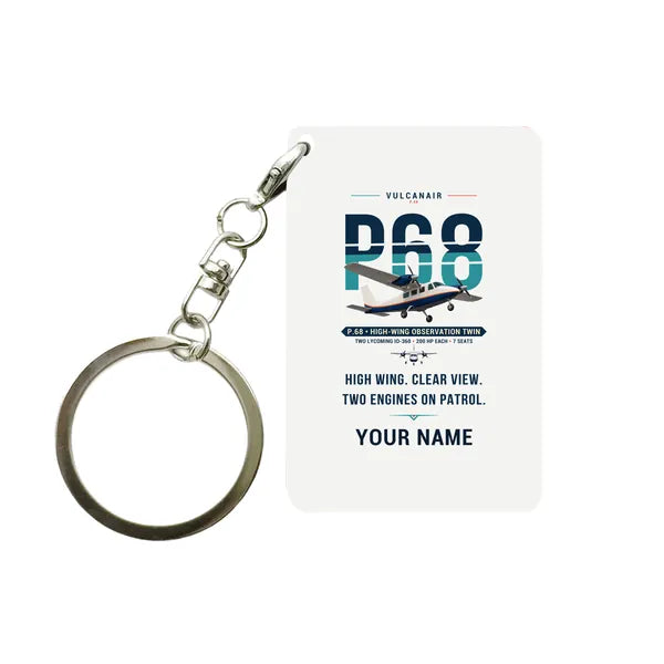 Vulcanair P.68 - Original + Name - Key Chain - White