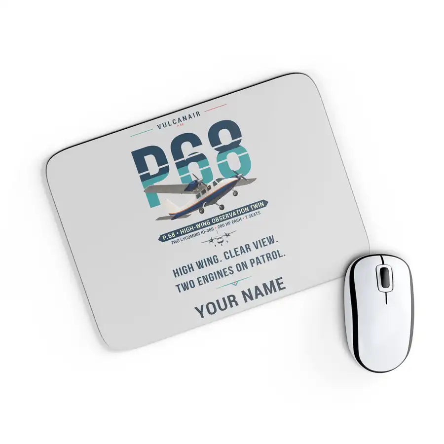 Vulcanair P.68 - Original + Name - Mouse Pad - Light Gray