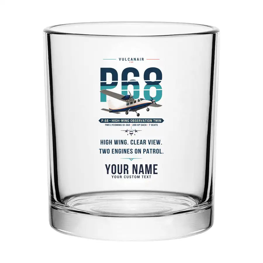 Vulcanair P.68 - Original + Name - Special Whiskey Glass
