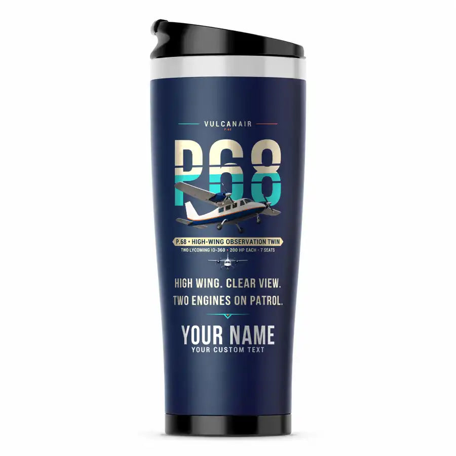 Vulcanair P.68 - Original + Name - Stainless Steel (No Holder) - Dark Blue