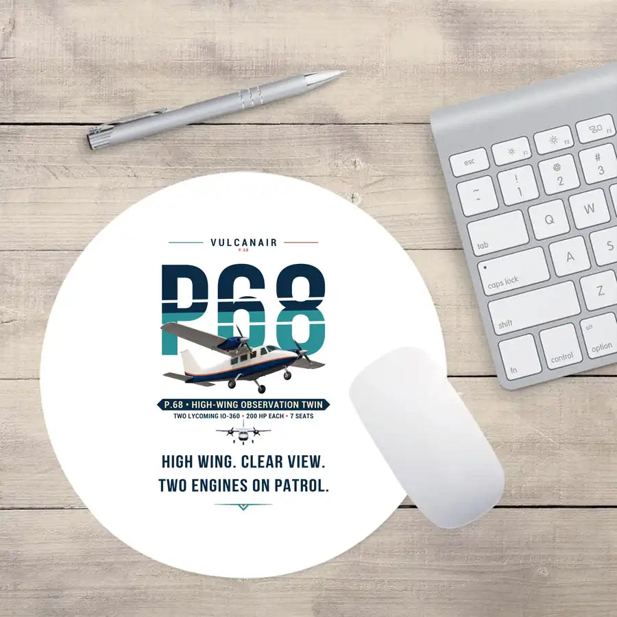Vulcanair P.68 - Original - Round Mouse Pad - White