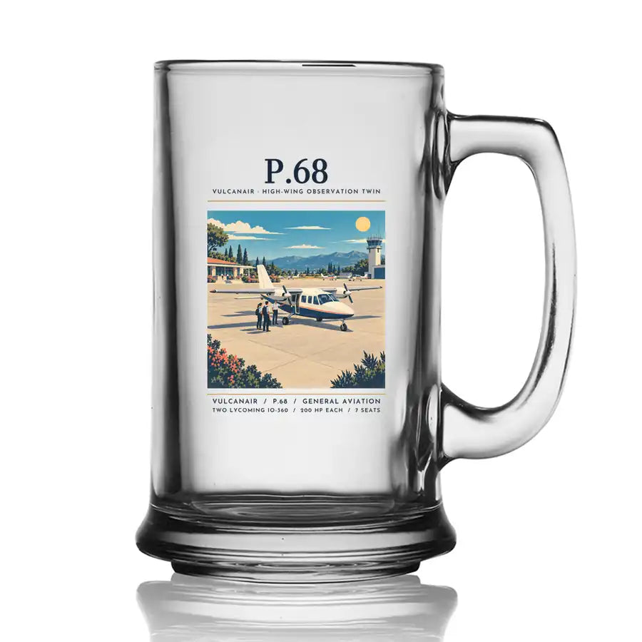 Vulcanair P.68 - Poster - Beer Glass with Holder