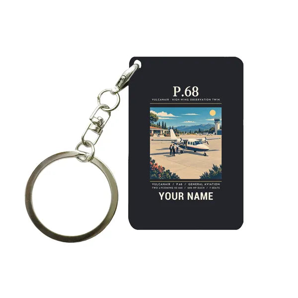 Vulcanair P.68 - Poster + Name - Key Chain - Black