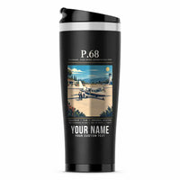 Thumbnail for Vulcanair P.68 - Poster + Name - Stainless Steel (No Holder) - Black