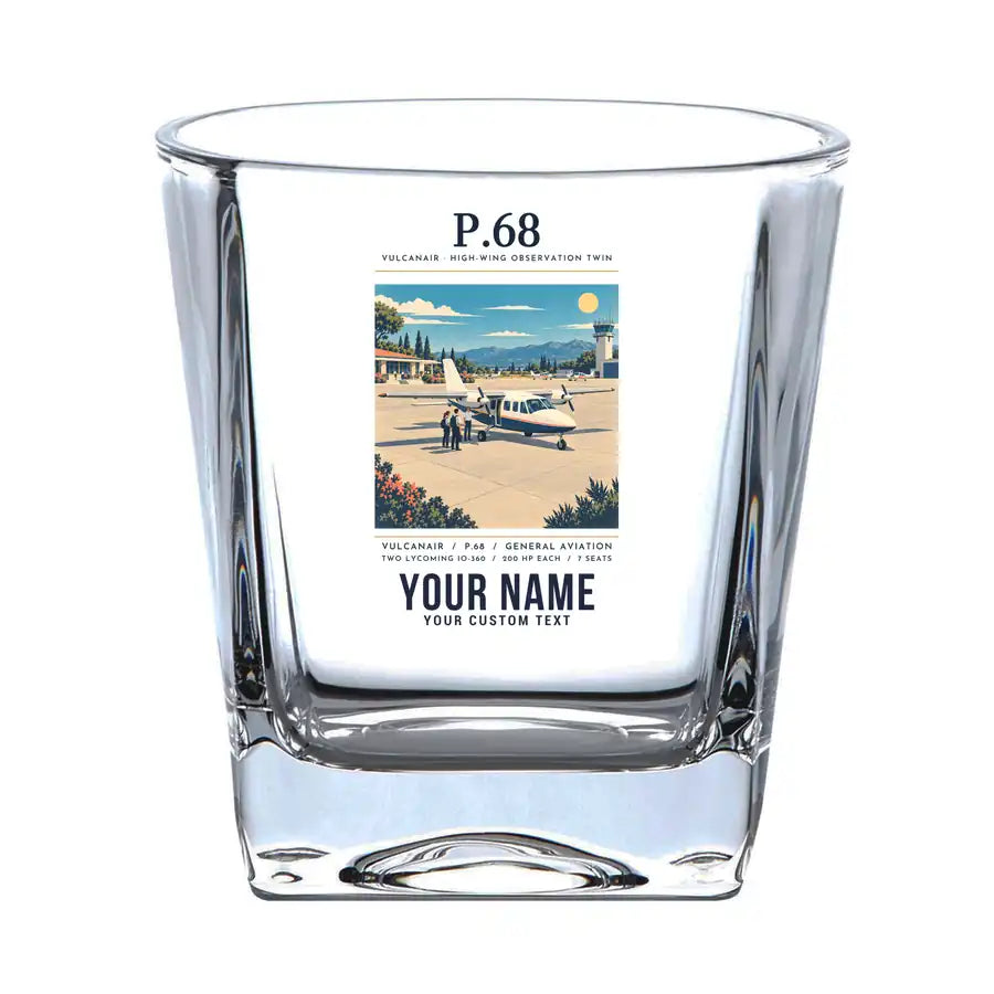 Vulcanair P.68 - Poster + Name - Whiskey Glass
