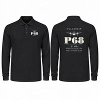 Thumbnail for Vulcanair P.68 Premium Polo T-Shirts - Heritage - Long Sleeve - Black