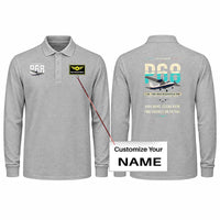 Thumbnail for Vulcanair P.68 Premium Polo T-Shirts - Original + Name - Long Sleeve - Gray