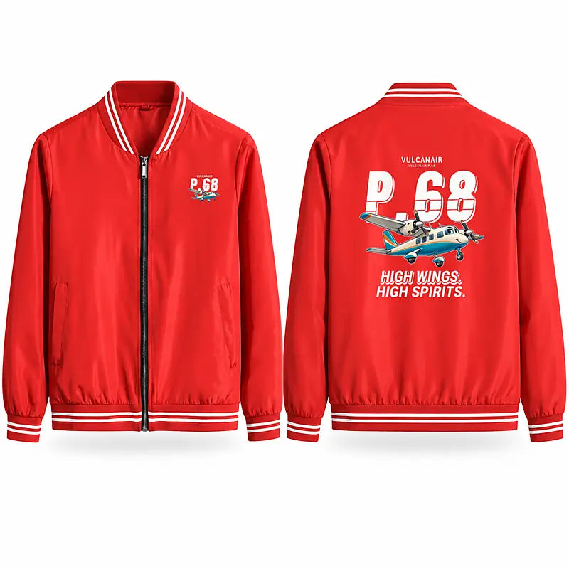 Vulcanair P.68 Stylish Jackets - Baseball Collar - Cartoon - Red