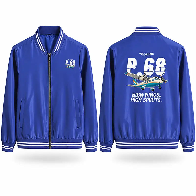 Vulcanair P.68 Stylish Jackets - Baseball Collar - Cartoon - Royal Blue