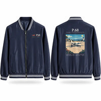Thumbnail for Vulcanair P.68 Stylish Jackets - Baseball Collar - Poster - Navy Blue