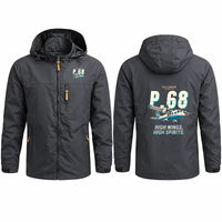 Thumbnail for Vulcanair P.68 Stylish Jackets - Hooded Windbreaker - Cartoon - Charcoal
