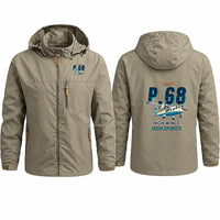 Thumbnail for Vulcanair P.68 Stylish Jackets - Hooded Windbreaker - Cartoon - Khaki