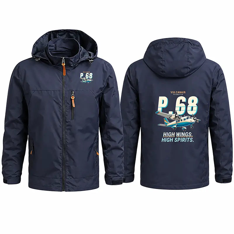 Vulcanair P.68 Stylish Jackets - Hooded Windbreaker - Cartoon - Navy Blue