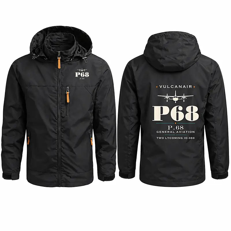 Vulcanair P.68 Stylish Jackets - Hooded Windbreaker - Heritage - Black