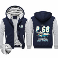 Thumbnail for Vulcanair P.68 Zipped Sweatshirts - Cartoon - Navy & Gray