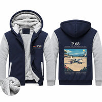 Thumbnail for Vulcanair P.68 Zipped Sweatshirts - Poster - Navy & Gray