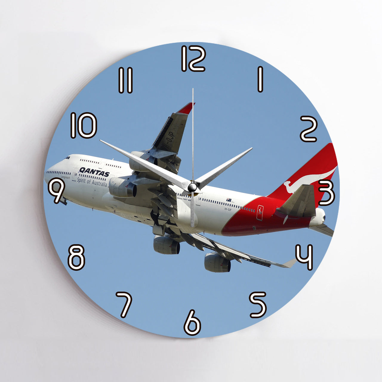 Departing Qantas Boeing 747 Printed Wall Clocks