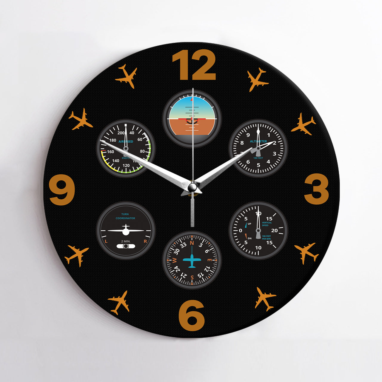Pilot's Six Pack Designed Wall Clocks