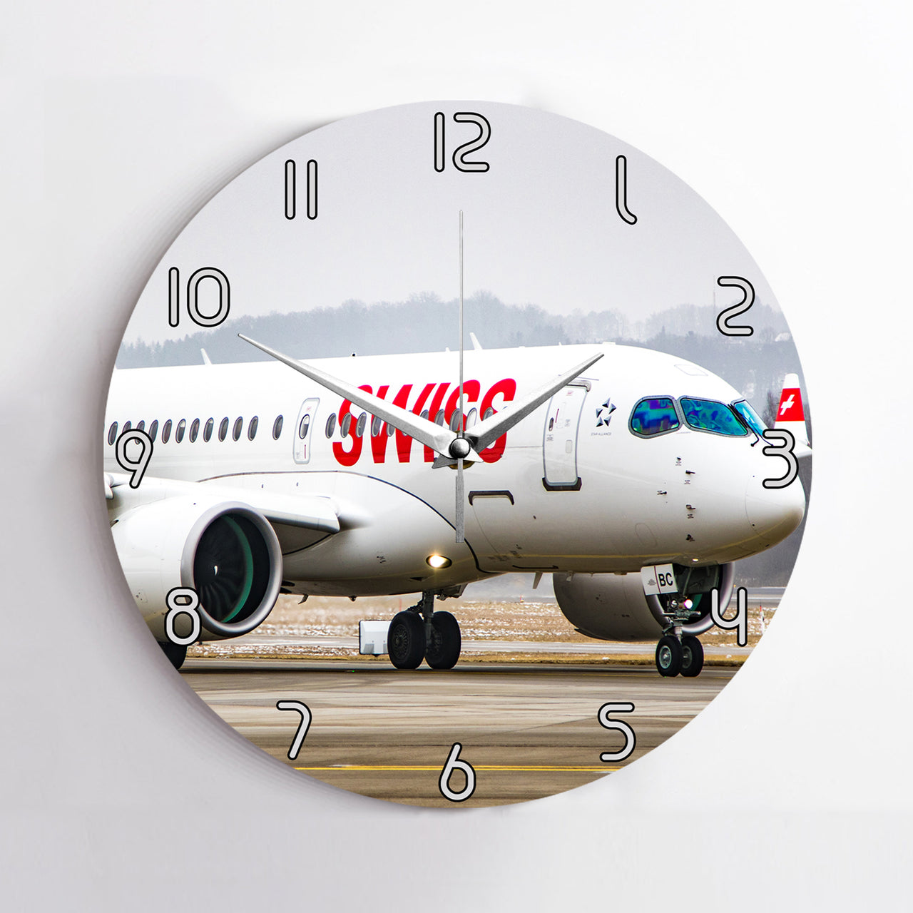 Swiss Airlines Bombardier CS100 Printed Wall Clocks