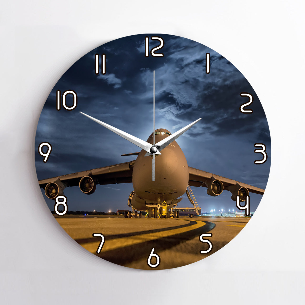Amazing Military Aircraft at Night Printed Wall Clocks