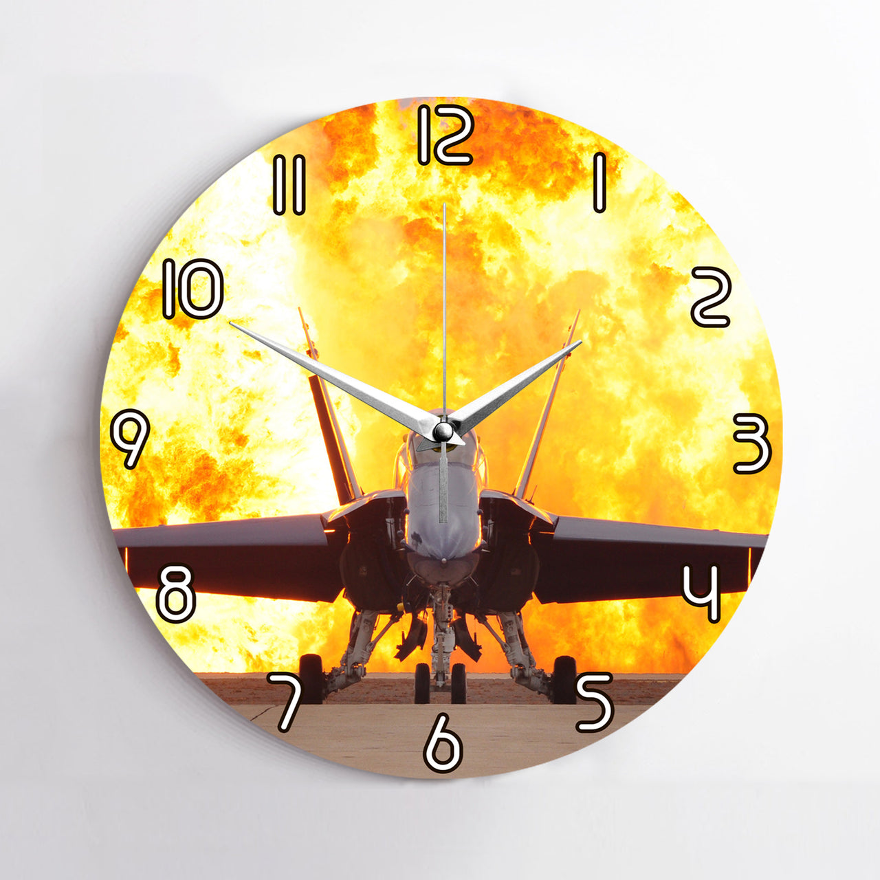 Face to Face with Air Force Jet & Flames Printed Wall Clocks