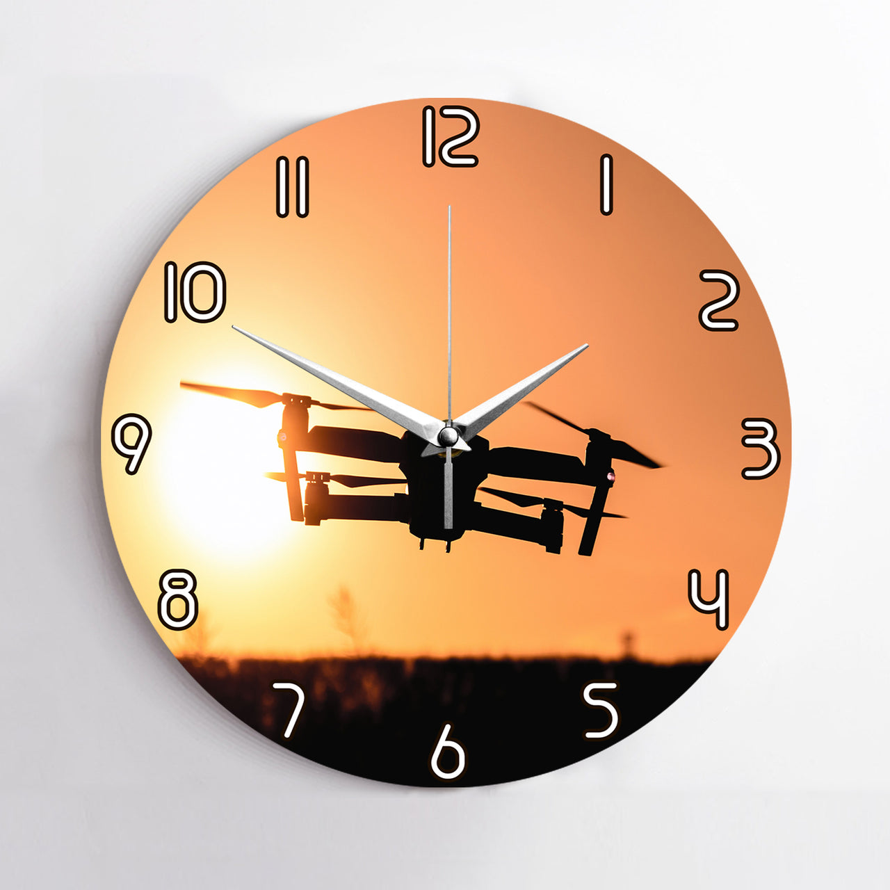 Amazing Drone in Sunset Printed Wall Clocks