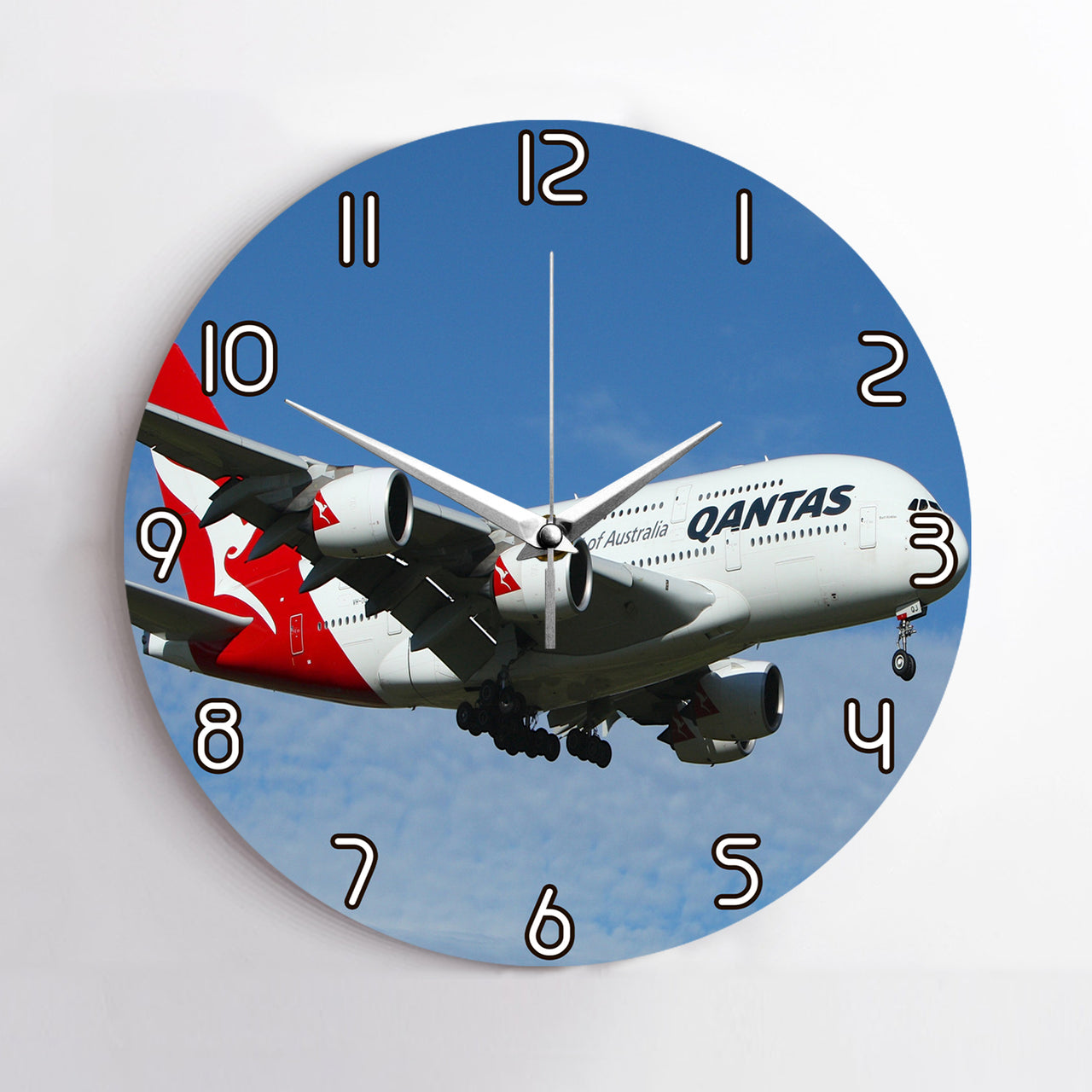 Landing Qantas A380 Printed Wall Clocks