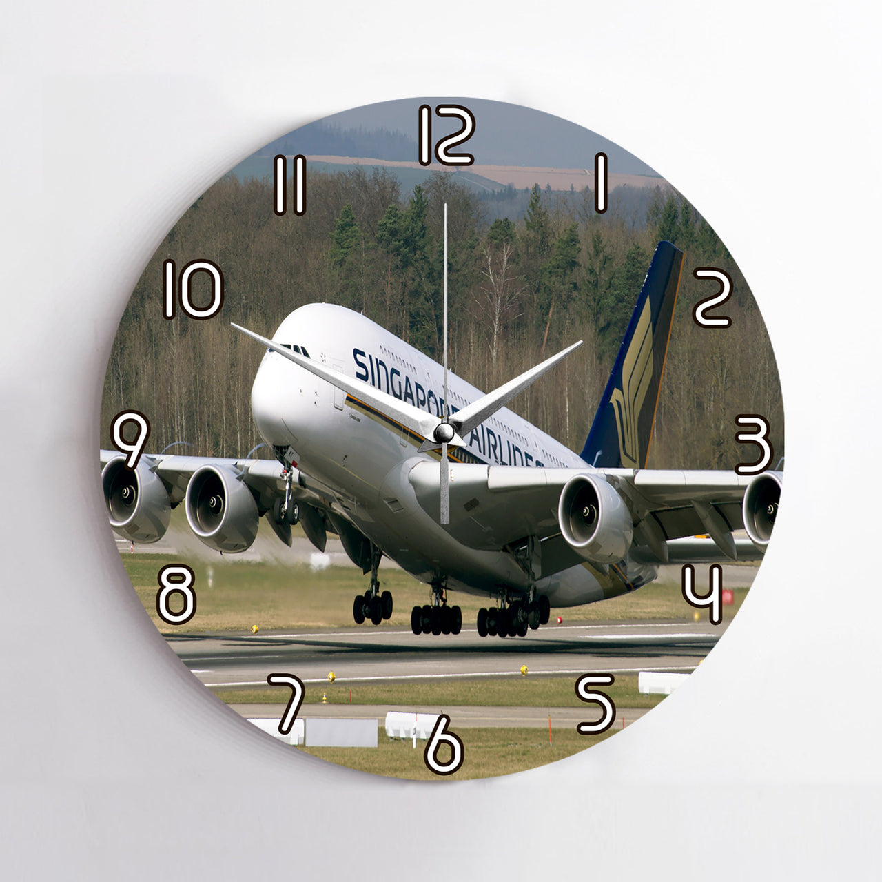 Departing Singapore Airlines A380 Printed Wall Clocks