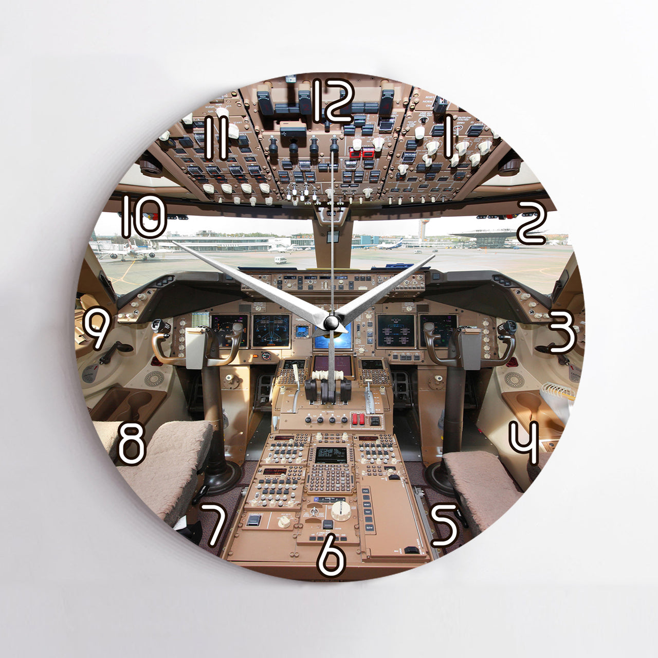 Boeing 747 Cockpit Printed Wall Clocks
