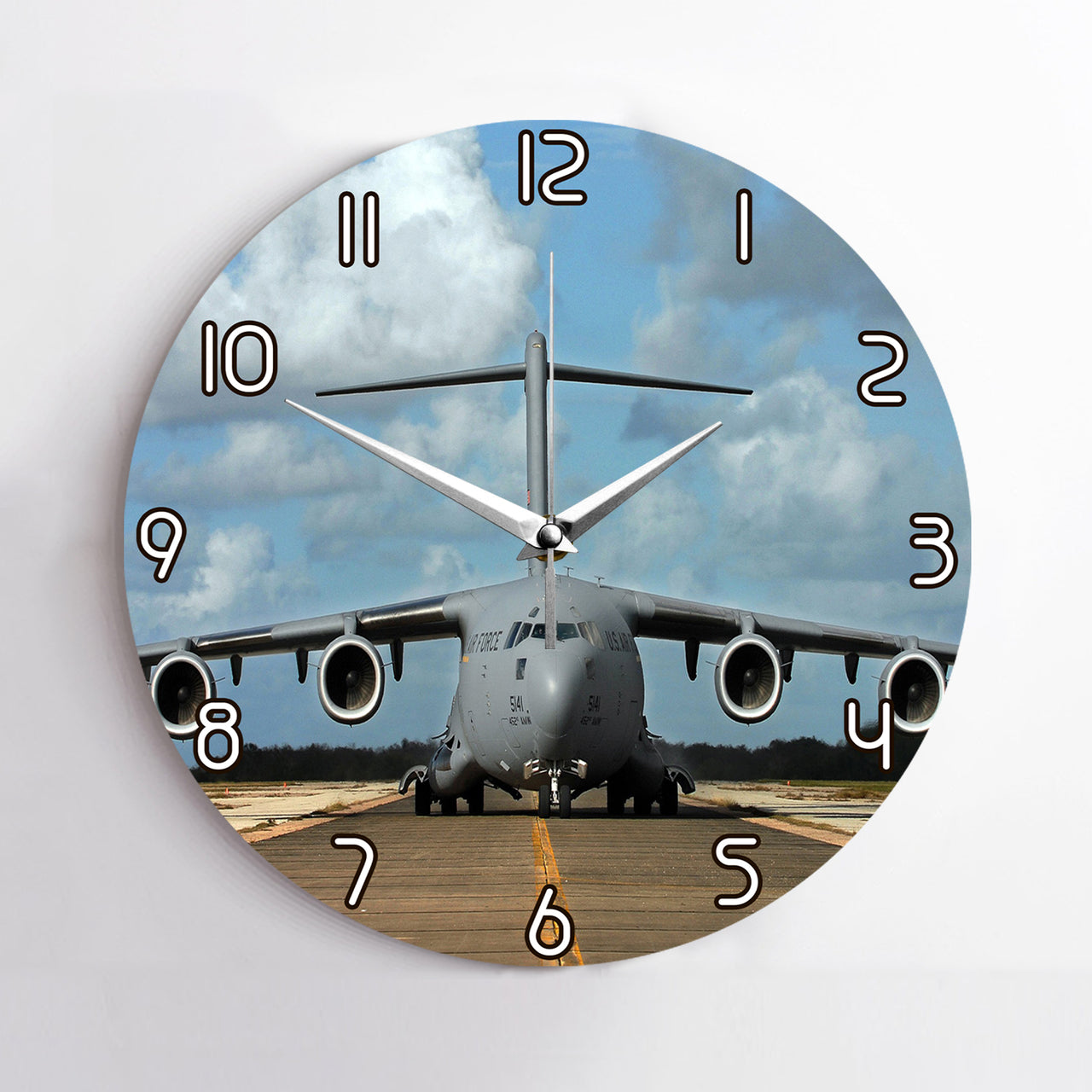 Face to Face with Military Cargo Airplane Printed Wall Clocks