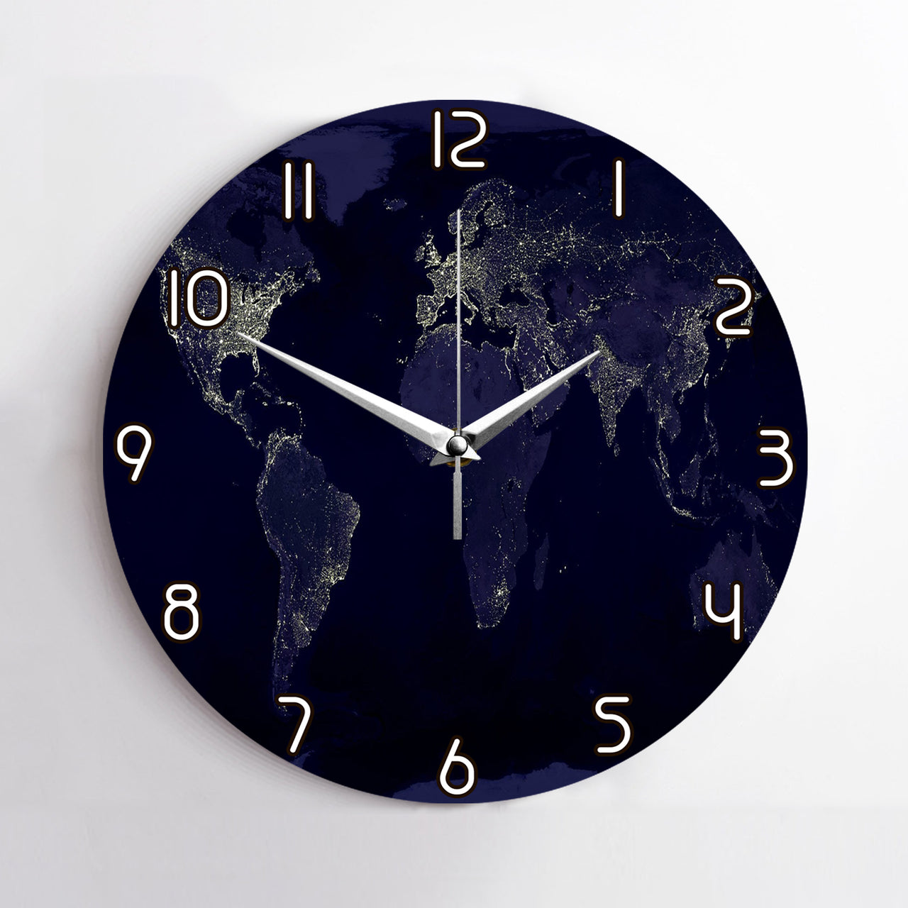 World Map From Space Printed Wall Clocks