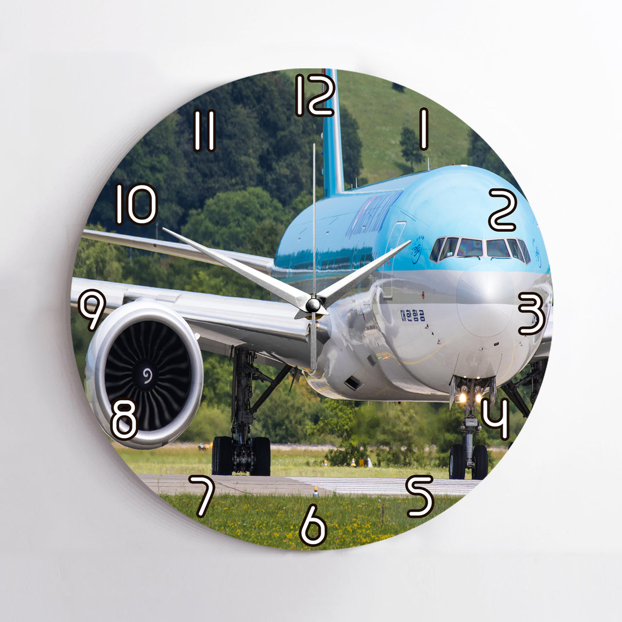 Face to Face with Korean Airlines Boeing 777 Printed Wall Clocks