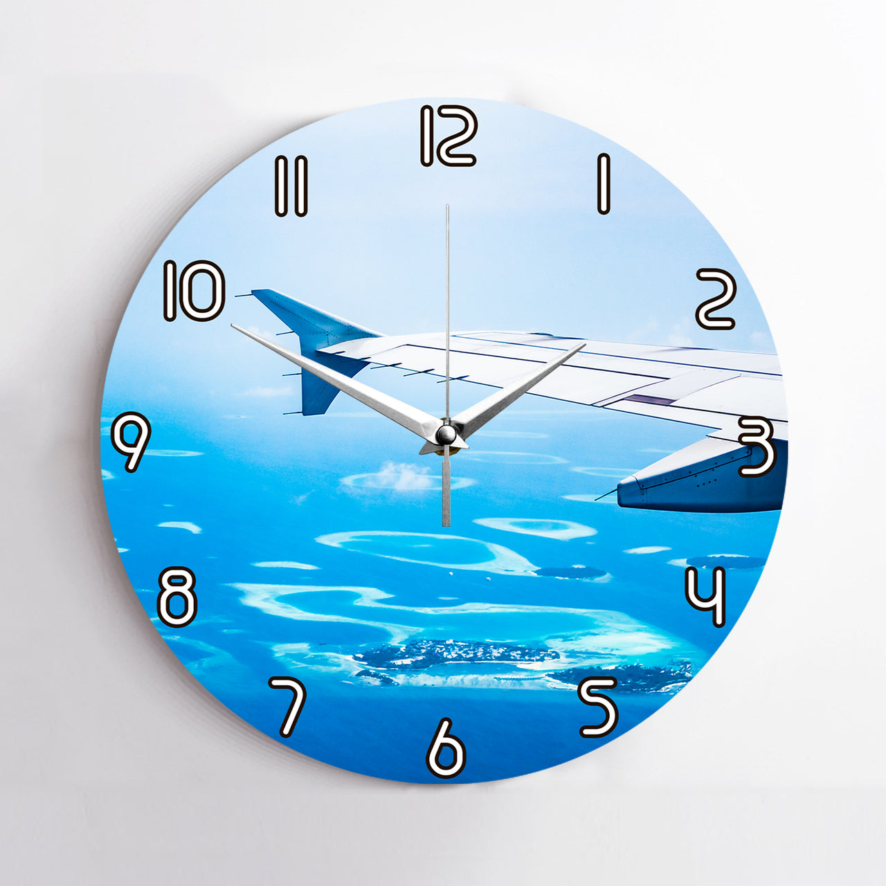 Outstanding View Through Airplane Wing Printed Wall Clocks