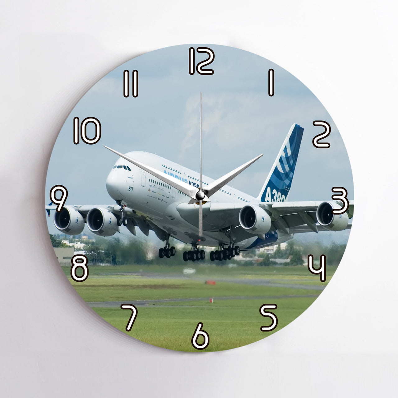 Departing Airbus A380 with Original Livery Printed Wall Clocks