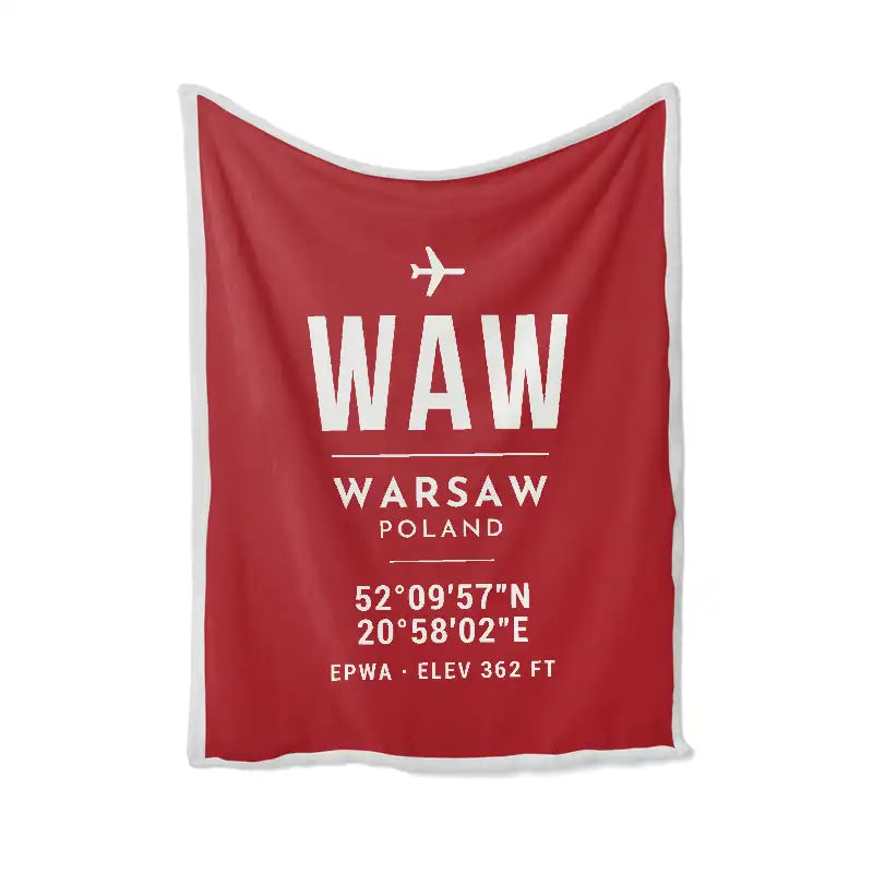 Warsaw Chopin Airport (WAW) Bedding Sets & Blankets - Blanket - ID Tag - Red