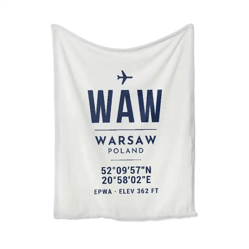 Warsaw Chopin Airport (WAW) Bedding Sets & Blankets - Blanket - ID Tag - White