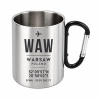 Thumbnail for Warsaw Chopin Airport (WAW) Stainless Steel Mugs - ID Tag - Outdoors Mug - Black