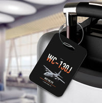 Thumbnail for WC-130J Hurricane Hunter design on black acrylic luggage tags, double-side print